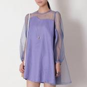 Image of Taylor Organza Sleeve Tunic Dress- Violet