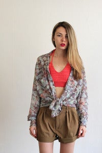 Image of leeds merino wool halter bra (shown in coral)