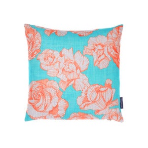 Image of Hand-illustrated Cushion | Rose Garden - Flamingo...