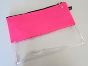 Image of Artsy Colour Block Clear Clutch - Neon Pink
