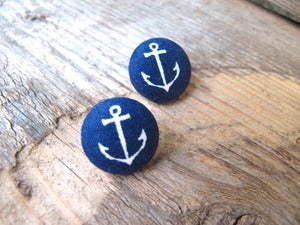 Image of Nautical Anchor Button Earrings