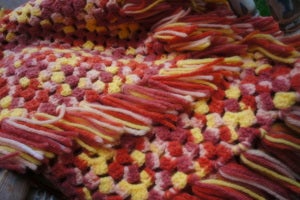 Image of Handmade Sunflower and Poppy Vintage Afgan