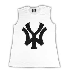 Image of 'WY' Women's Sleeveless T-Shirt - White/Black