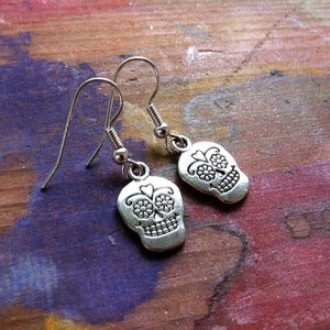 Image of Frida Kahlo Sugar Skull Calaveras Earrings
