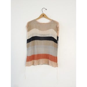 Image of Linen Color Block Top | Cream, Orange, Navy