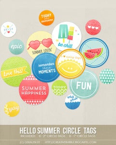 Image of *NEW* Hello Summer Circle Tags (Digital)