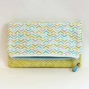 Image of foldover clutch - lime green herringbone