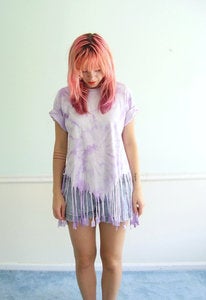 Image of Vintage tie dye purple tassle top