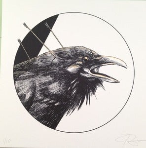 Image of Hand embellished "raven" print