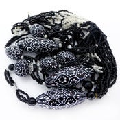 Vintage Rare Venetian Moretti Monochrome Matched Millefiori Glass Bead Sautoir Neckalce