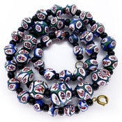 Vintage Venetian Fine Matched Millefiori Green & Blue Graduated Glass Bead Necklace