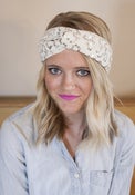 Image of cream with silver sequins turban