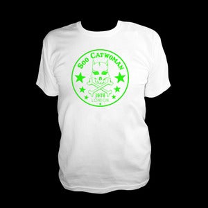 Image of Soo Catwoman Skull & Bones T-shirt - Neon Green Print