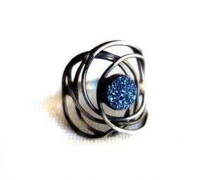Image of Blue Drusy Nest Ring