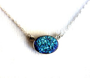 Image of Oval Teal Drusy Necklace