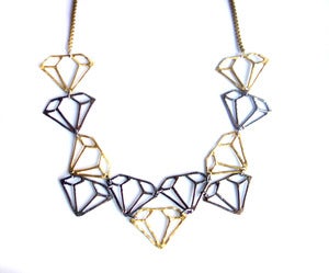 Image of Black and Gold Diamonds on Diamonds Necklace