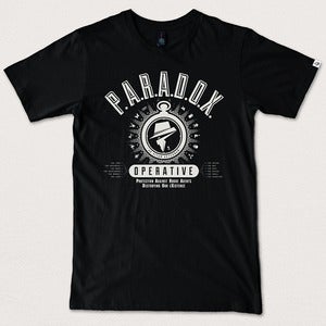 Image of “Operative #37” - Black tee Cool Gray print