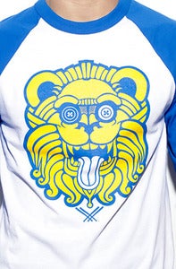 Image of LIONO Warrior's Baseball 3/4 Sleeve Tee in Wht/Royal