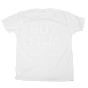 Image of BUY FILM NOT MEGAPIXELS Tee | White on White