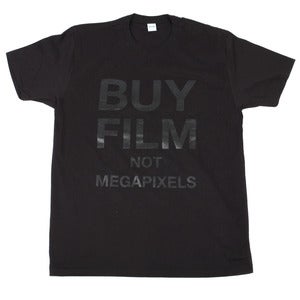 Image of BUY FILM NOT MEGAPIXELS Tee | Black on Black
