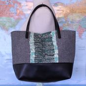 Image of city tote - aqua medallion ruffle