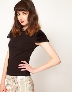 Image of Wheels & Dollbaby Fur Shoulder Trim Sweatshirt Top