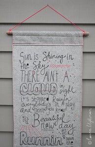 Image of Mr. Blue Sky / Fabric Hand Illustrated Wall hanging