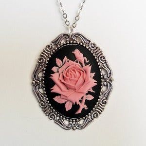 Image of Pastel Pink Rose Cameo Necklace