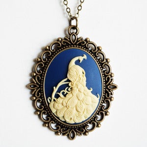 Image of Ivory Peacock Cameo Necklace