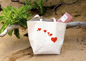 Image of State of Love Hawaiian Island Chain Organic Recycled Cotton Canvas Market Tote Bag Charity
