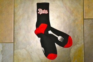 Image of BIstro Script Logo Socks "Black/Red" 