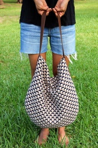 Image of vintage eco friendly slouch bag purse ooak - surf & sand