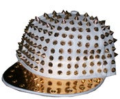 Image of Studded Spike Snapback Hat In White