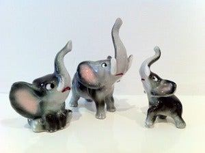 Image of FAMILY OF VINTAGE CHINA ELEPHANTS