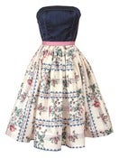 Navy Floral Strapless Dress - ONE OF A KIND