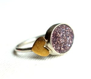 Image of Lilac Drusy Ring with Hearts