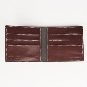 Image of Classic Leather Credit Card Wallet Grey/ Marroon