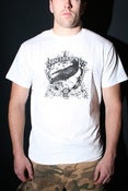 Image of Raised by Wolves men's no escape tee white