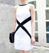 Image of Cross Canvas Monochrome Dress -White