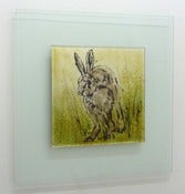 Image of Running Hare Glass Picture 50cm