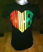 Image of Red Yellow Green Anuhea Heart T-shirt (Women's) - BLACK