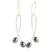 Image of Peacock pearl doubles earrings - Momi Twins Darkness
