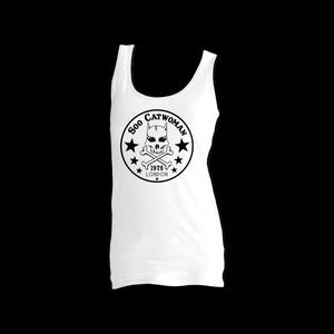 Image of Soo Catwoman White Skull & Crossbones Women's Logo Vest Top