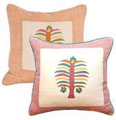 Image of Fez Palm with Moroccan Stripe Border 18" Pillow
