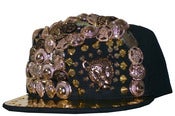 Image of Leopard Studded Metal Snapback Hat in Black