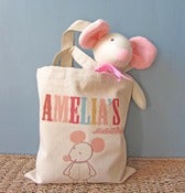 Image of Knitted Mouse in Personalised Tote Bag 