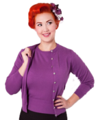 Image of Bettie Page Purple Button Down Cardigan