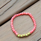 Image of mrd arm candy- coral & neon green bracelet