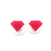 Image of diamond ear stud earrings [pink]