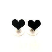 Image of heart stud earrings [black]